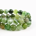 Perles rondes en agate verte rayée pour la création de bijoux DIY et bracelets - Vert Foncé Rayé (14#)