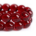 Donkerrode ronde glazen kralen met hoogglans afwerking voor DIY sieraden maken - Donkerrood