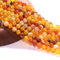 Perles en agate rubanée orange et jaune pour la création de bijoux artisanaux - Jaune Orangé Rayé (15#)