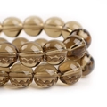 Gepolijste donkerbruine glaskralen armband met transparante ronde kralen in rookkwarts stijl - Lichtbruin