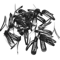 Set of bulk black metal snap hair clips with glossy finish for styling and DIY crafts - Black
