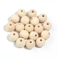 Natural large-hole wooden beads for DIY handmade jewelry crafts on a white background - 6mm / Natural Wood Color
