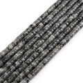 Polished grey agate roundel spacer beads with natural black patterns for DIY jewelry - Black Spectrolite