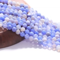Perles rondes en agate rubanée bleue polies pour la création de bijoux faits main - Agate Dentelle Bleue Rayée (17#)