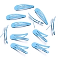 Set of 10 light blue matte metal snap hair clips for daily styling and hair fixing - Blue