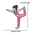 Cartoon Yoga Mädchen Stickerei Aufnäher in Pink für kreative Hutdekoration - Tänzerpose (PE16350CT)
