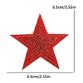 Red glitter star embroidery patch for clothing decoration with 6.5cm size markings - 6.5cm款式(PE16385CT) / Burgundy