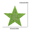 Green glitter star embroidery patch with sequin finish for clothing decor, 6.5cm size - 6.5cm款式(PE16385CT) / Light Green