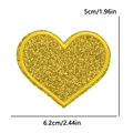 Golden glitter heart embroidery patch with dimensions 5cm by 6.2cm for clothing and bags - Large (6.2x5cm) / Dark Gold