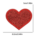 Red glitter heart embroidery patch for clothing with size 6.2x5cm dimensions - Large (6.2x5cm) / Burgundy