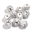 Set van 10 houten kralen met volleybalpatroon voor DIY-sieraden en sportieve creaties - Volleybalpatroon