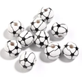 DIY soccer patterns wooden beads for jewelry making with black and white football finish - Soccer Pattern