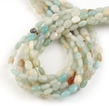 Platte ovale natuurlijke Amazoniet stenen kralen voor DIY sieraden in blauw en groen - 8*6mm / Amazoniet