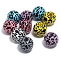 Perle in legno d'acero con stampa leopardata colorata per creazione gioielli fai-da-te - 16mm (Foro 4.3mm) / Serie Stampa Mucca