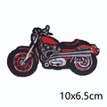 Klassischer rot-schwarzer Motorrad-Stickaufnäher in 10x6.5cm für DIY-Kleidung - Rot Schwarz Silber Motorrad (PE0858CT)