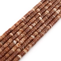 Polished natural stone disc beads in brown and beige tones for DIY jewelry making - Red Jasper