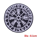 8,1 cm Wikinger Vegvisir Kompass Aufnäher mit gestickten nordischen Runen auf Stoff - Wikinger Kompass Muster (PE3939CT)