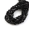 Gepolijste platte ovale zwarte agaat kralen voor DIY sieraden en armbanden maken - 8*6mm / Obsidiaan