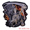 Large Grim Reaper punk embroidery patch with scythe and RIP tombstone, 28.2x29.5cm - Grim Reaper with Tombstone Style (DB0529CT)