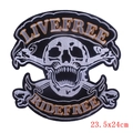 Large punk skull embroidered patch with Live Free Ride Free text for DIY clothing - Live Free Ride Free Skull Style (DB0530CT)