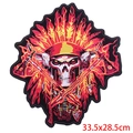 Large Indian skull embroidery patch with feathers and axes, rocker punk style 33x28cm - Indian Skull Tomahawks Style (DB0691CT)