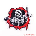 Punk Skelett Stickerei Aufnäher mit Mittelfinger-Geste für Kleidung DIY 9.2x8.3cm - Skeletthand-Gestenmuster (PE4598CT)