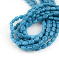 Ovale platte turquoise blauwe stenen kralen met zwarte nerven voor sieraden - 8*6mm / Blauwe Lijn Dennen (Synthetisch)