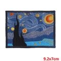 Toppa ricamata Notte Stellata di Van Gogh, forma rettangolare misura 9.2x7cm - Stile Artistico Notte Stellata (PE3312CT)