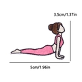 Pink cartoon yoga girl embroidery patch for hats with 5cm width cobra pose design - Cobra Pose (PE16353CT)