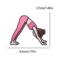 Pink embroidery patch of a yoga girl performing downward dog pose, 4.5cm by 3.7cm size - Downward Dog Pose (PE16354CT)