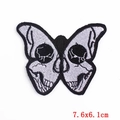 Punk butterfly skull embroidery patch for denim jackets and shirts, size 7.6x6.1cm - Black and White Butterfly Skull (PE4860CT)