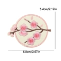 Écusson brodé de fleurs de cerisier de style japonais avec motif floral rose et dimensions - Style Branche de Cerisier en Fleurs (PE16361CT)