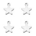 Pack of four silver star-shaped stainless steel charms with small top hanging rings - Five-Pointed Star Pendant (11#-Steel Color)