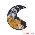 Punk embroidered moon patch with mountain landscape for clothing DIY, 8.5x6.7cm - Moon Waterfall (PE4729CT)