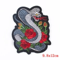 Cobra and red rose embroidered patch 9.8x12cm for DIY clothing accessories decoration - Rose Snake Pattern (PE5194CT)