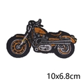 Motorrad Aufbügler Bestickt in Schwarz und Orange, Größe 10x6,8cm für DIY Kleidung - Schwarz Orange Weiß Motorrad (PE0884CT)