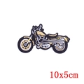 Retro cruise motorcycle embroidered patch in black and gold finish for DIY clothing - Black Gold White Motorcycle (PE0897CT)