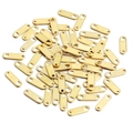 Flat gold stainless steel connector tags for DIY jewelry making with two holes - Gold Double Hole Long Connector (15#-Gold)