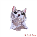 Detailed tabby cat head embroidery patch with 9.3x6.7cm dimensions and realistic stitching - Tabby Kitten Image (PE1681CT)