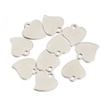 Set of ten stainless steel heart-shaped pendants with pre-drilled holes in silver finish - Frosted Silver Heart Tag (18#Steel Color)