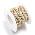 Roll of multi-row crystal rhinestone claw chain with gold base for DIY crafts - 2mm / Gold / White Zirconia