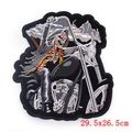 Punk Sensenmann Motorrad Stickpatch für Jackenrücken DIY, Größe 29,5x26,5 cm - Tod Fahrer Motorrad (DB0853CT)