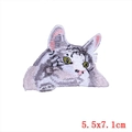 Grey tabby cat embroidery patch with detailed stitching, size 5.5x7.1cm for clothing - Grey Tabby Cat Head (PE1686CT)