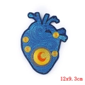 Artistic anatomical heart patch with Van Gogh Starry Night embroidery pattern, 12x9.3cm - Anatomical Heart Starry Night (PE5113CT)
