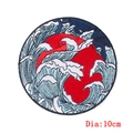 Classic Japanese wave and red sun embroidered patch 10cm round badge for DIY clothing - Japanese Wave Red Sun (PE5103CT)