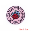 Runder rosa Stickaufnäher mit roter Rose und inspirierendem Spruch für Kleidung und Hüte - Blaues Blütenblatt Slogan (PE5370CT)