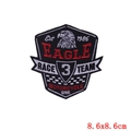 Patch ricamata moto con testa di aquila, testo race team e bandiere a scacchi 8.6x8.6cm - Aquila da Corsa (PE4483CT)