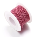 Pink rhinestone claw chain roll for DIY jewelry making and garment crafts - Rose Red