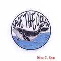 7,5cm runder Save the Ocean Wal-Stickaufnäher für DIY-Kleidung zum Aufbügeln Applikation - Rettet den Ozean Wal (PE5517CT) / Aufnäher mit Kleberückseite