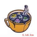 Embroidered astronaut and coffee galaxy patch for DIY clothing decor 6.1x6.3cm - Astronaut Coffee Style (PE5945CT)